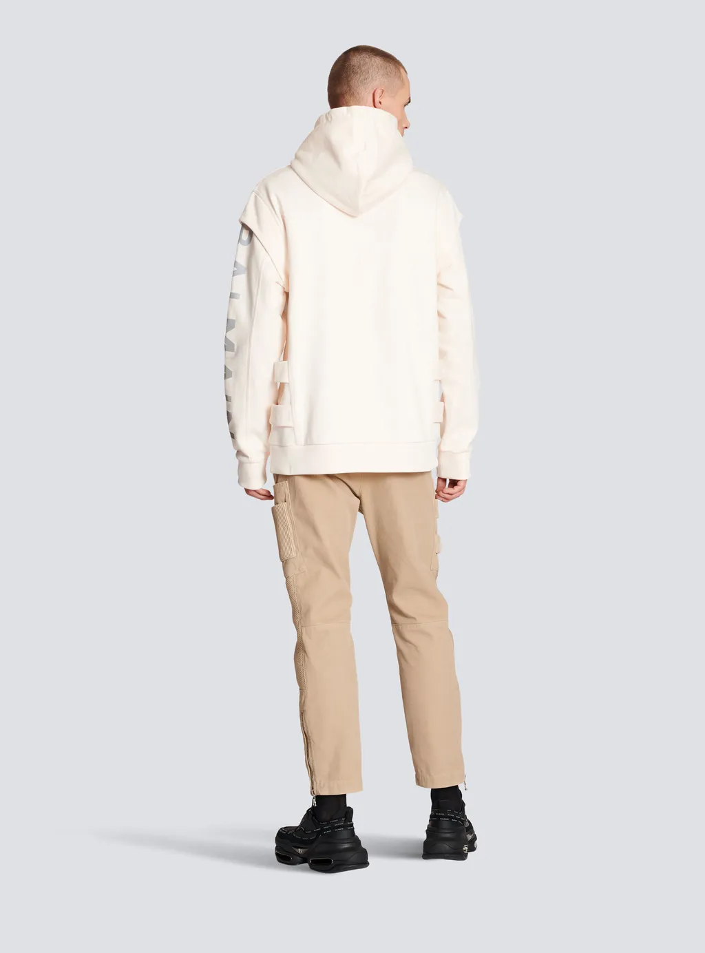 Cotton Printed Balmain Logo Hoodie