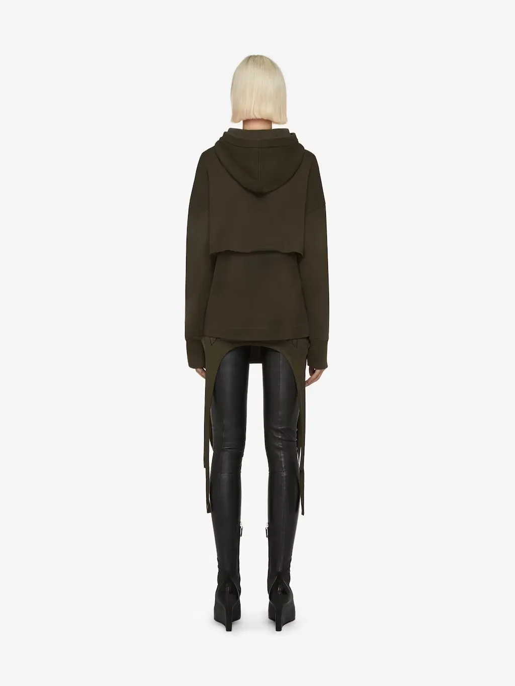 Slim Fit Hoodie In Embroidered Jersey With Overlapped Effect