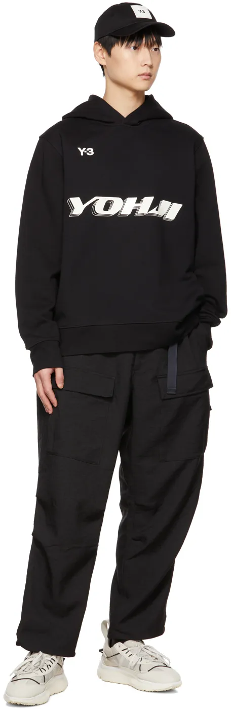 Y-3 Logo Printed Long-Sleeved Hoodie