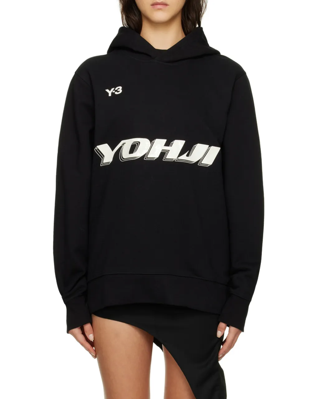 Y-3 Logo Printed Long-Sleeved Hoodie