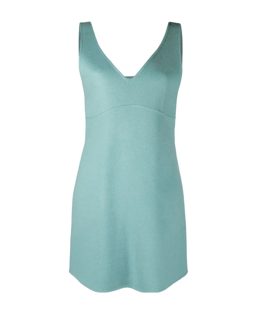 V-Neck Sleeveless Wool Dress