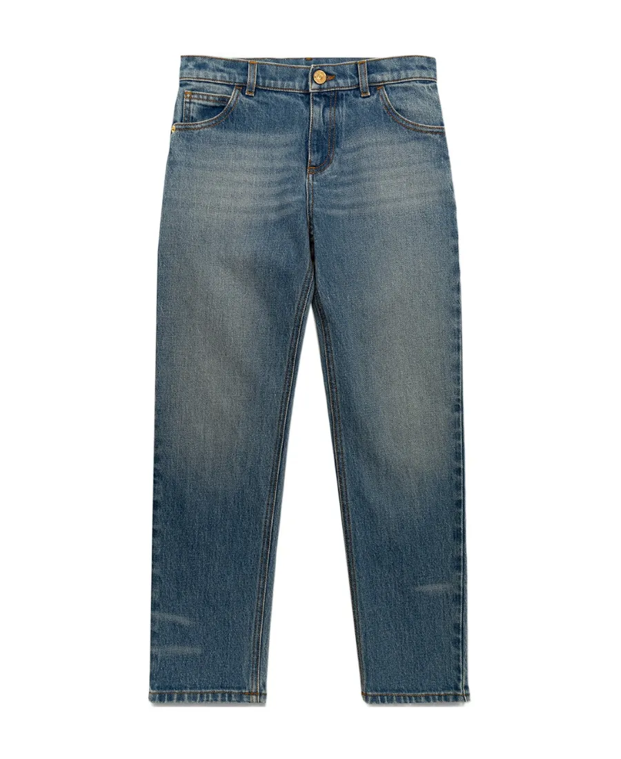 Stonewashed Straight-Leg Jeans