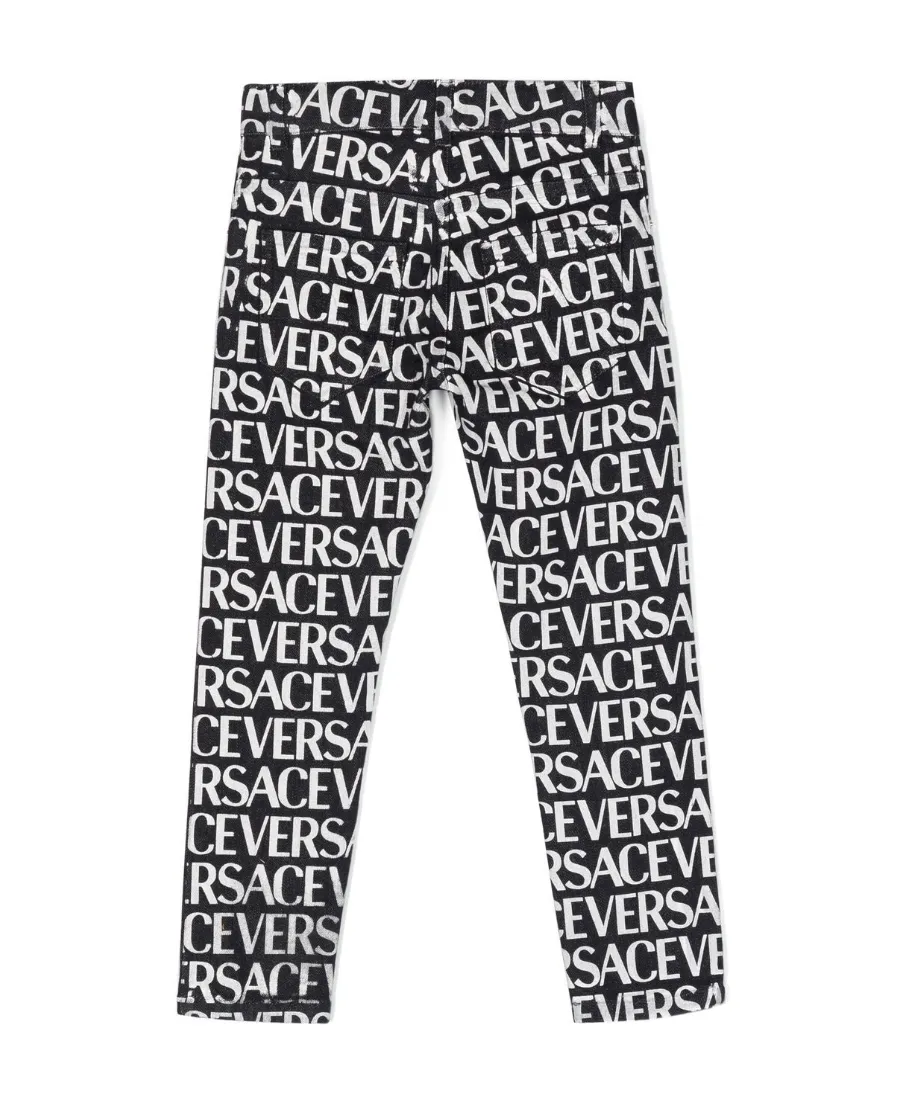 Metallic Logo Print Jeans