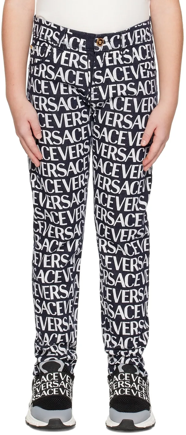 Metallic Logo Print Jeans