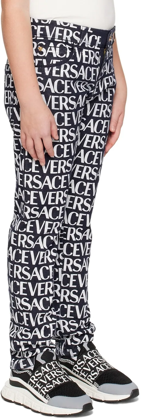 Metallic Logo Print Jeans