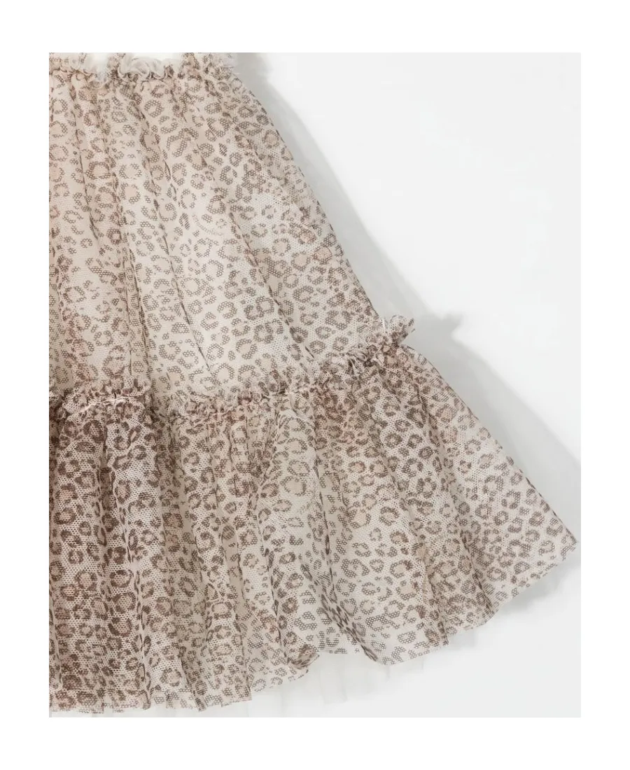 Monnalisa Animal Print Tulle Dress