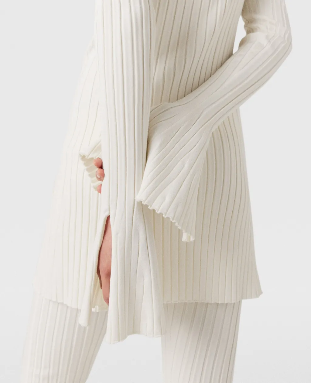 Button Details Ribbed Knitted Mini Dress