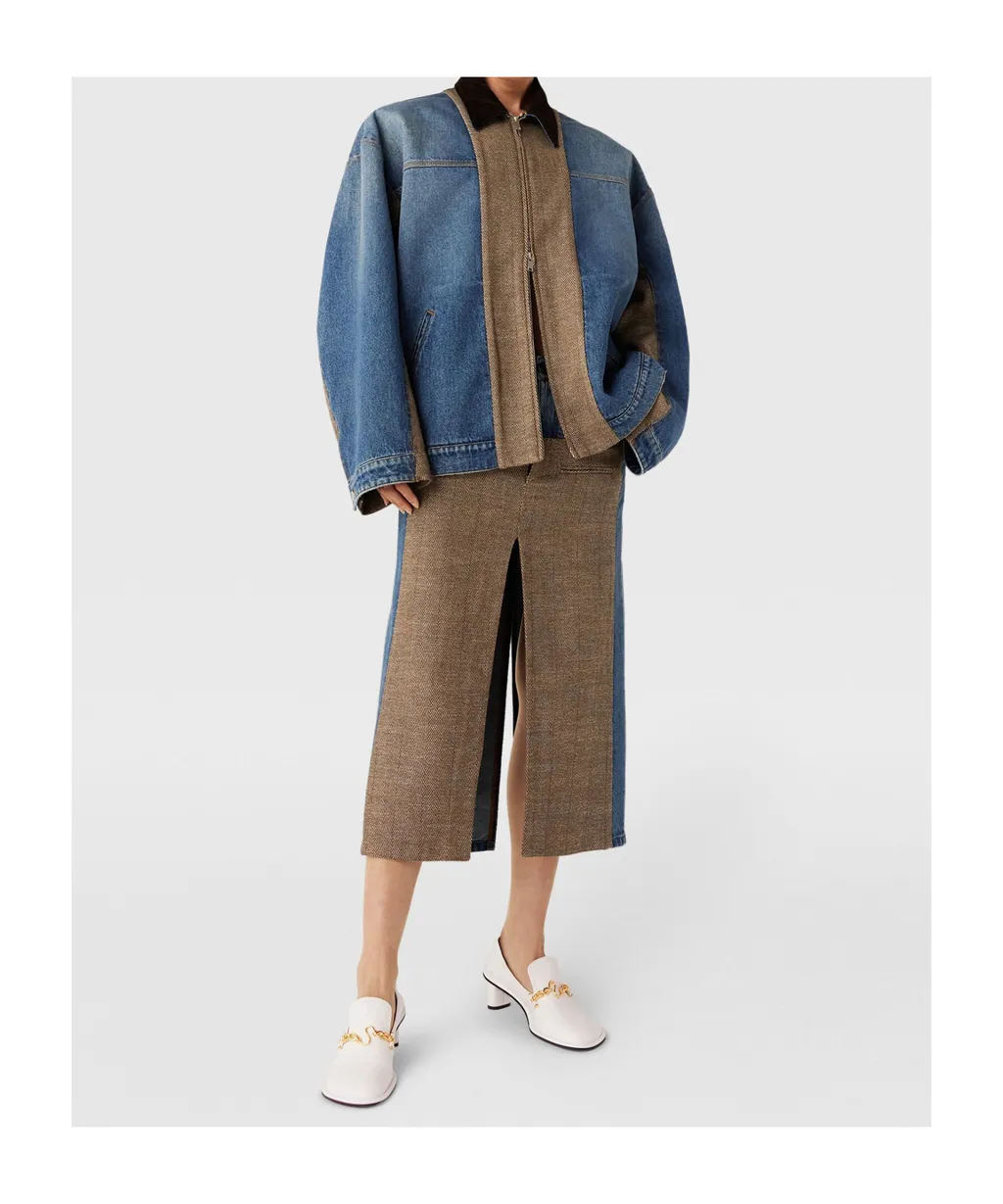 Stella Mccartney Tweed Panelled Denim Jacket
