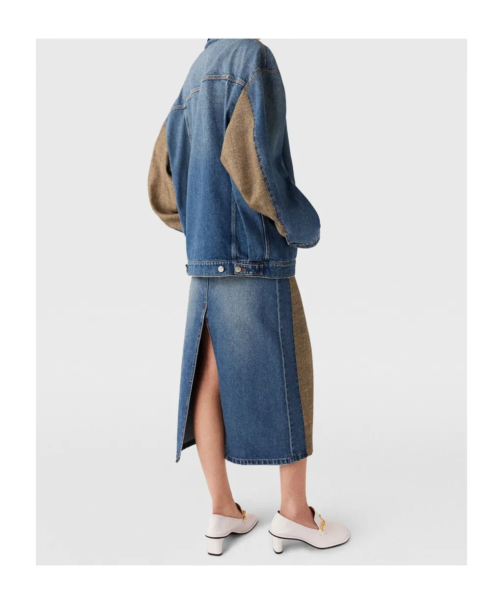Stella Mccartney Tweed Panelled Denim Jacket