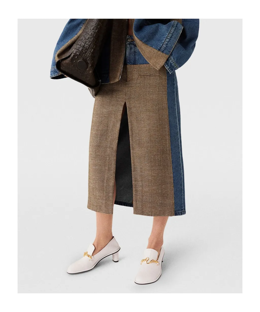 Stella Mccartney Front Slit Midi Denim Skirt