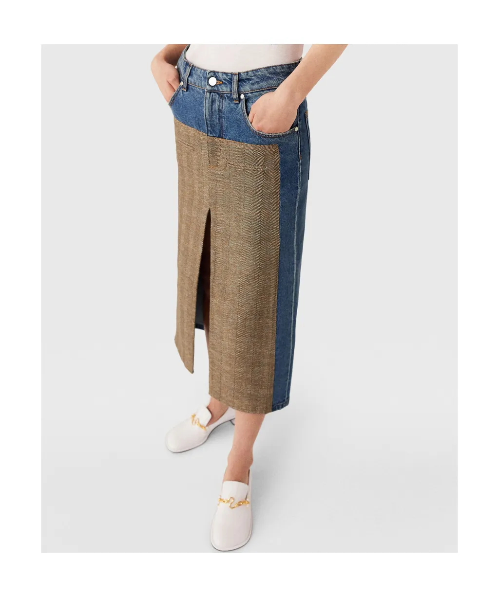 Stella Mccartney Front Slit Midi Denim Skirt