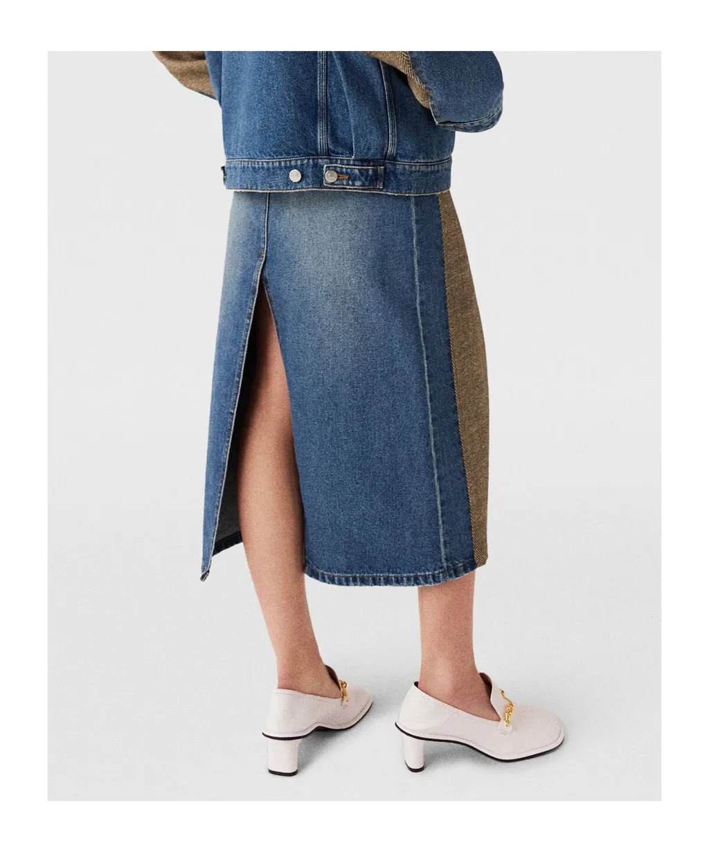 Stella Mccartney Front Slit Midi Denim Skirt