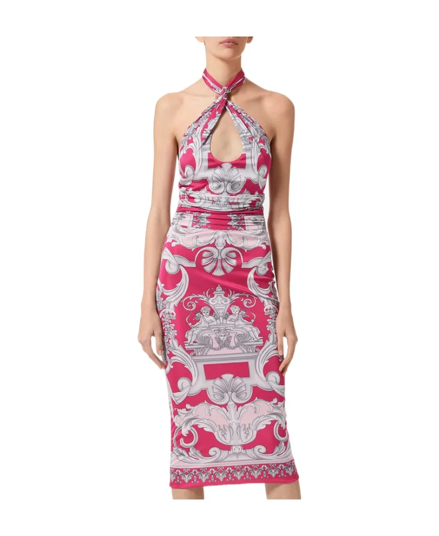 Versace Baroque Pattern Cut-Out Sleeveless Dress