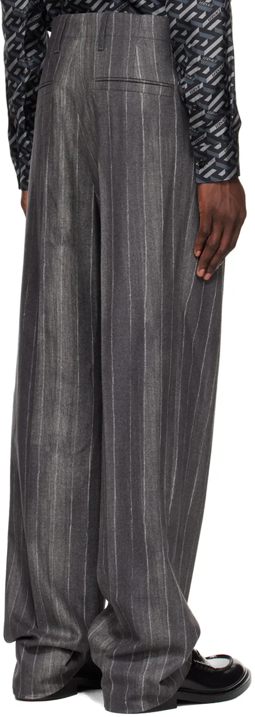 Versace Pinstripe High-Waist Tailored Pants