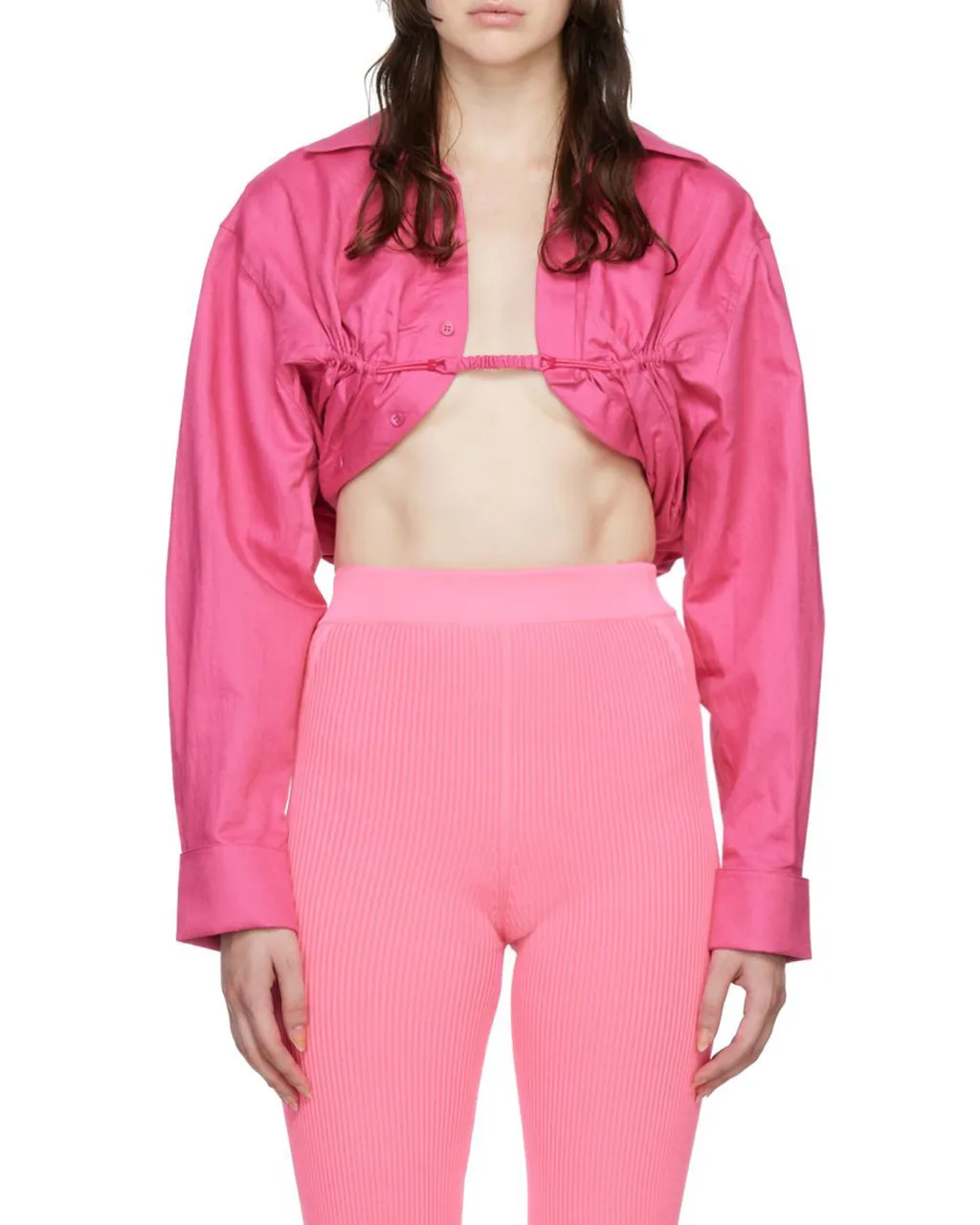 Jacquemus Machou Cropped Long-Sleeved Top