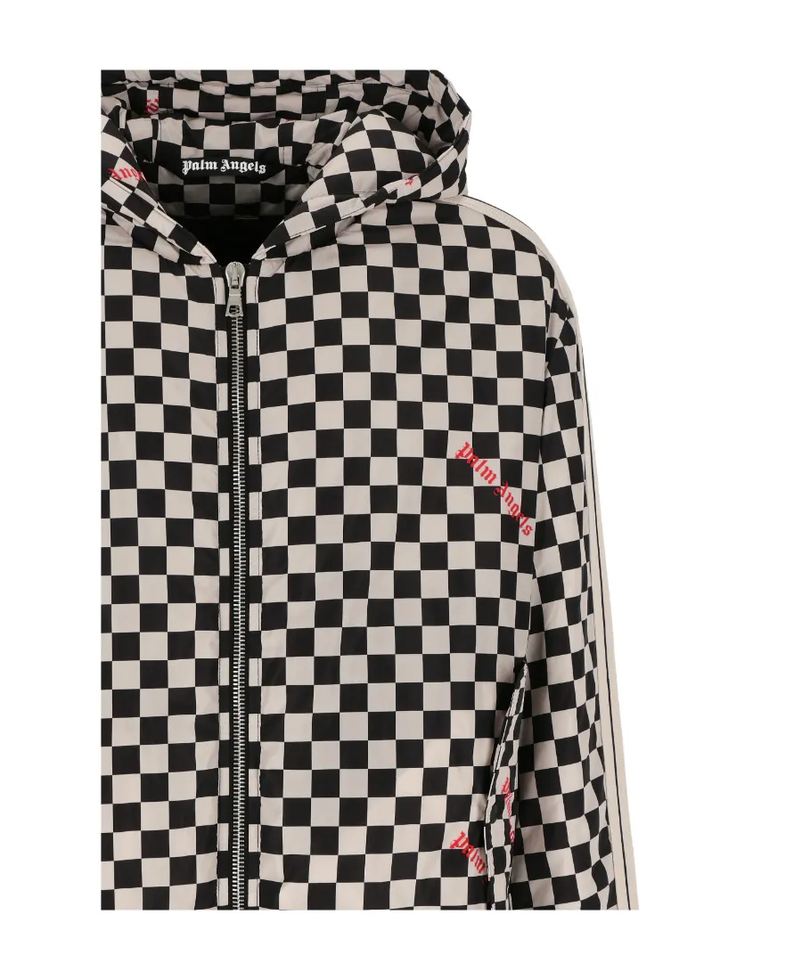 Palm Angels Check Printed Hooded Jacket