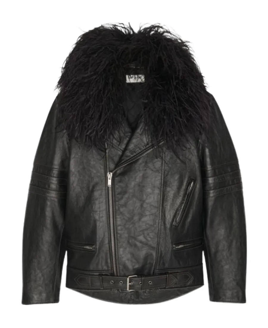 Long-Sleeved Leather Jacket