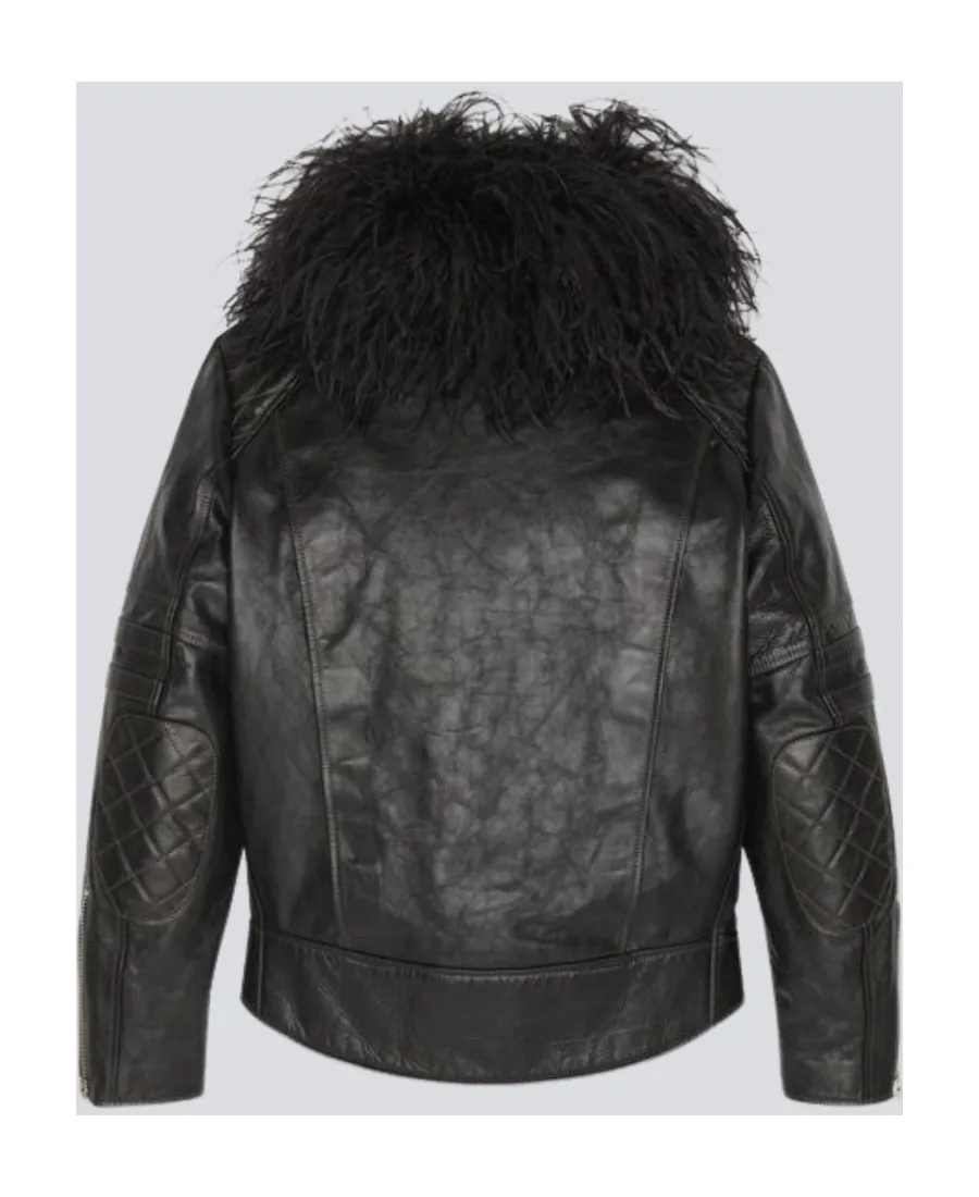 Long-Sleeved Leather Jacket