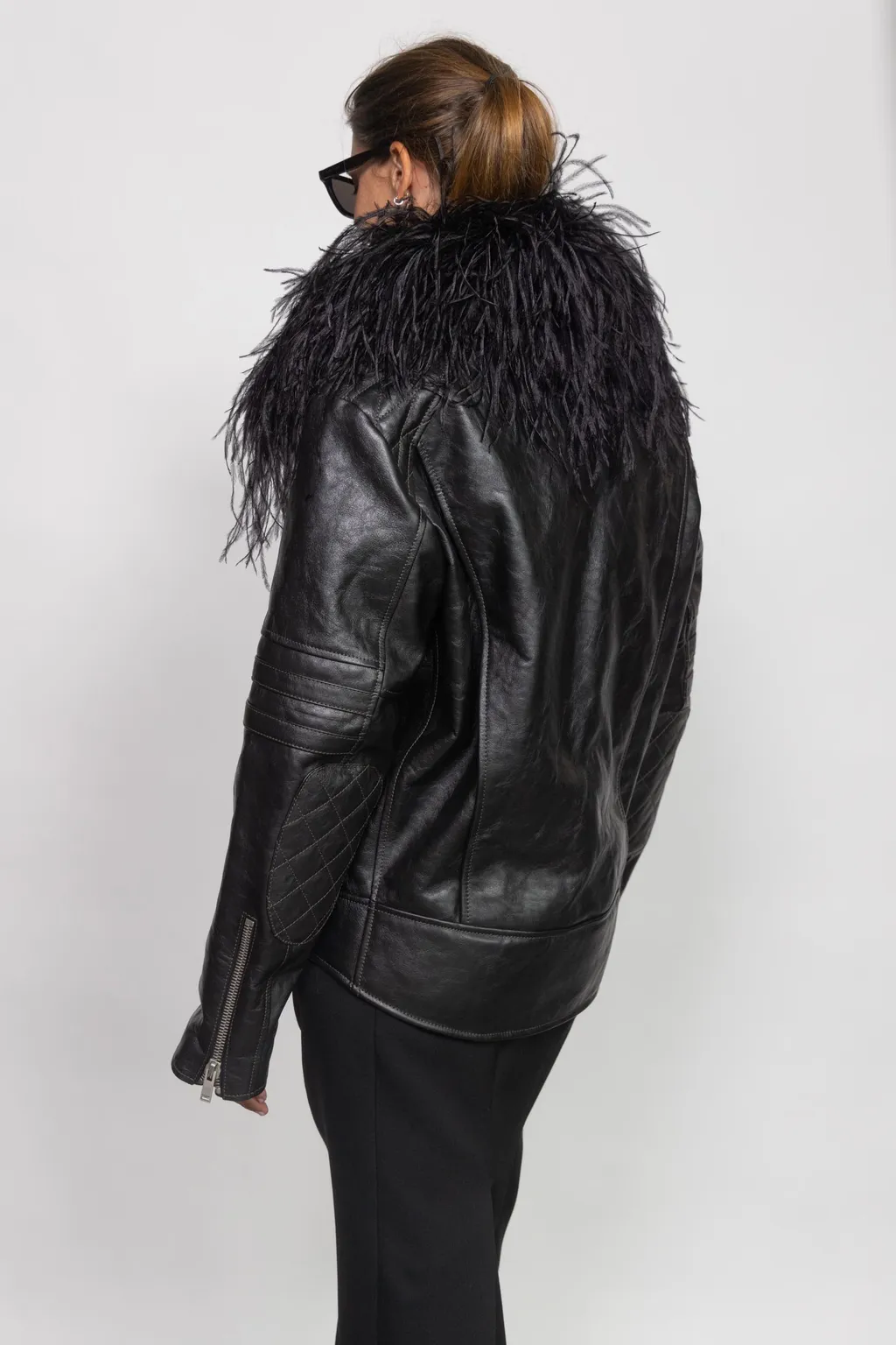 Long-Sleeved Leather Jacket