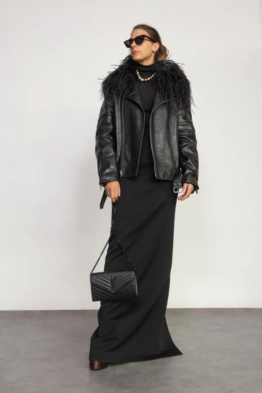 Long-Sleeved Leather Jacket