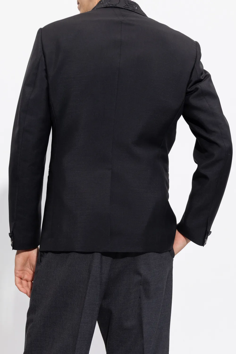 Rhinestone-Embellished Single Breasted Blazer