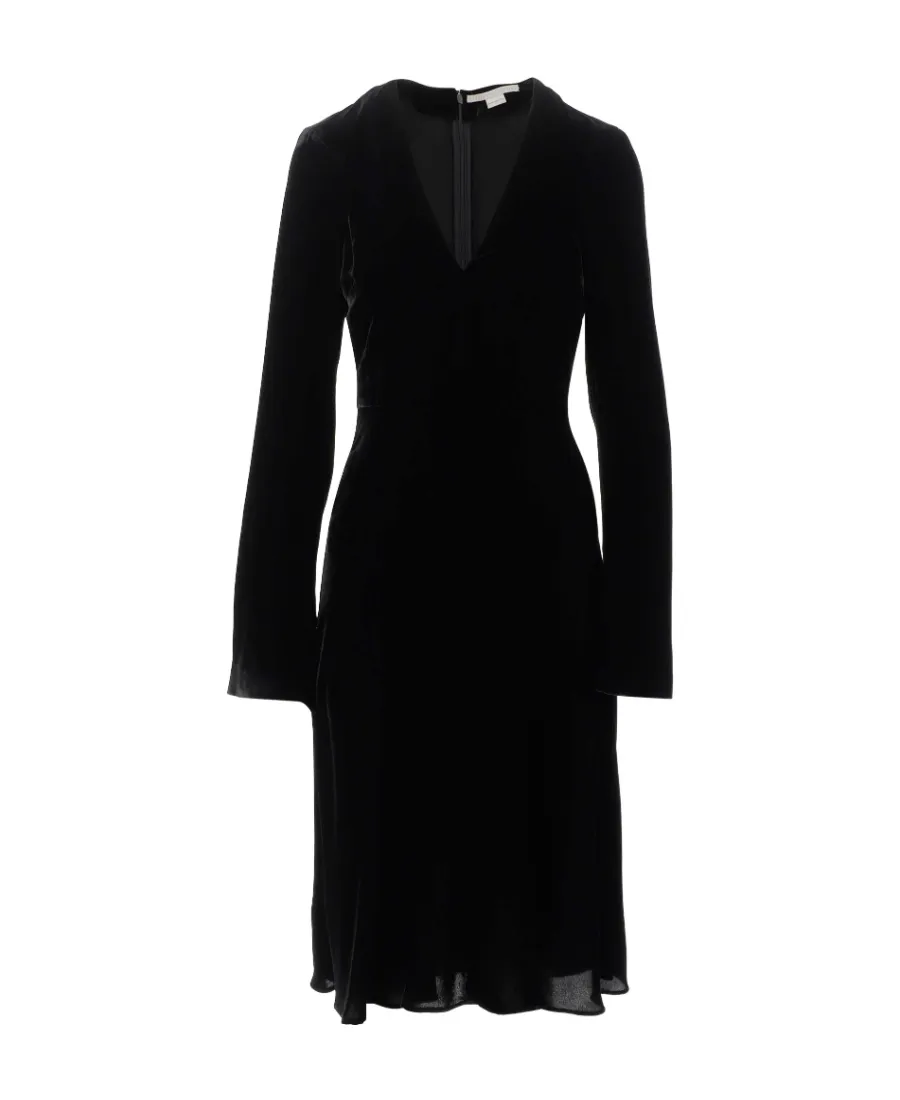 V-Neck Long-Sleeve Midi Dress