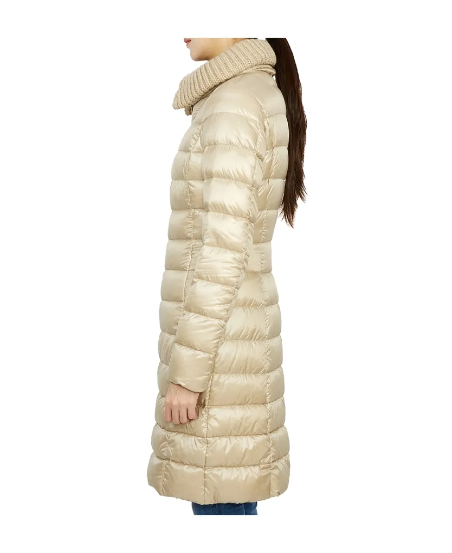 Knitted-Collar Padded Coat