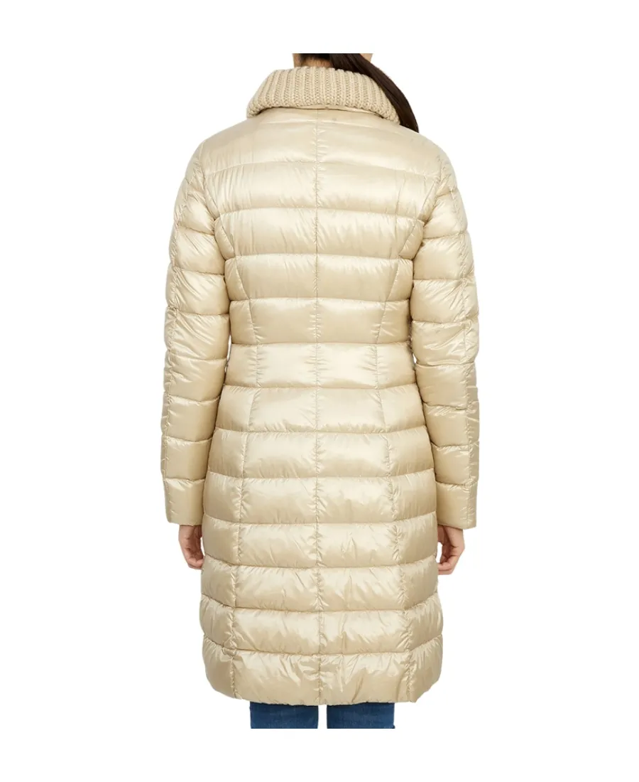Knitted-Collar Padded Coat