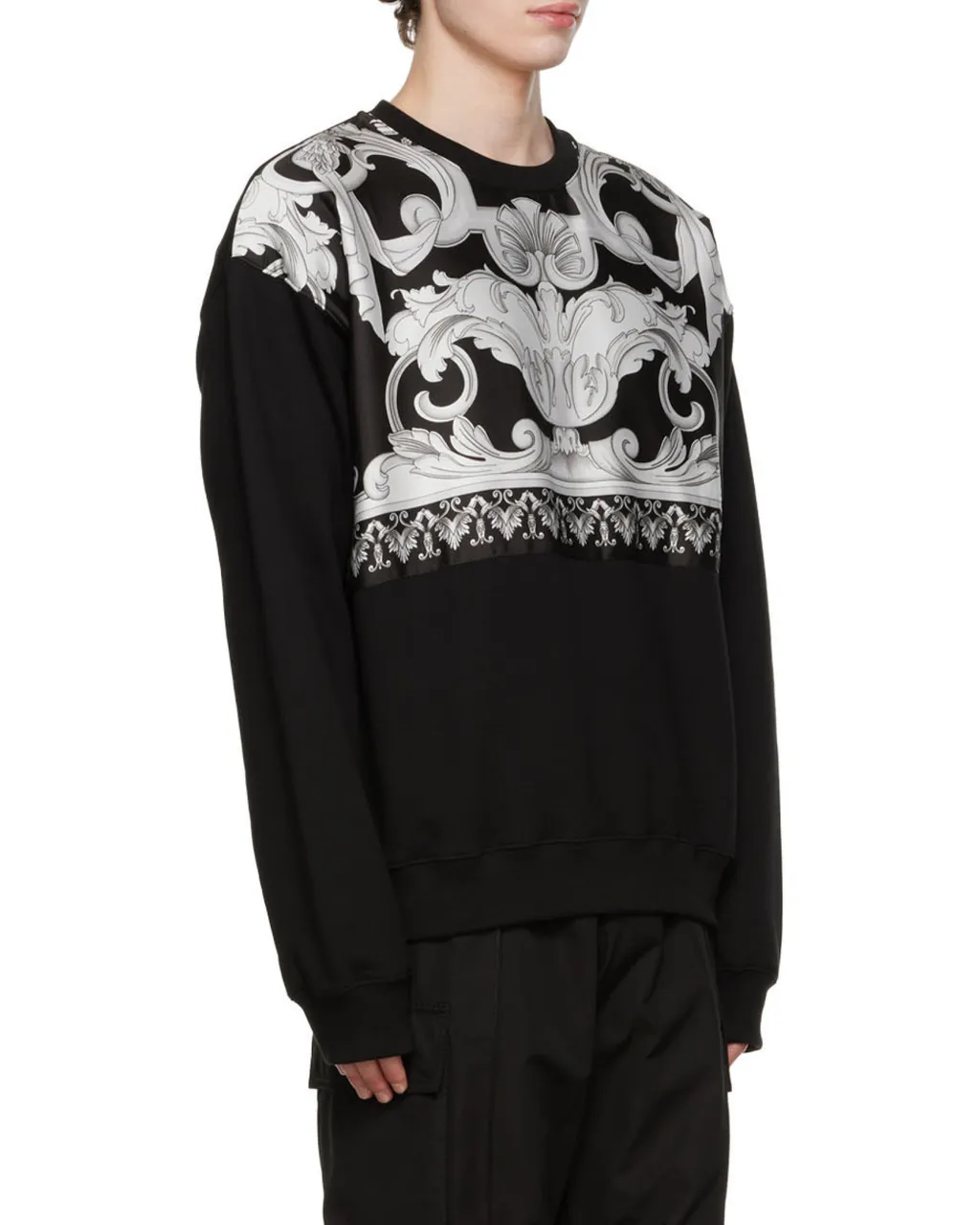 Baroque-Print Detail Sweatshirt