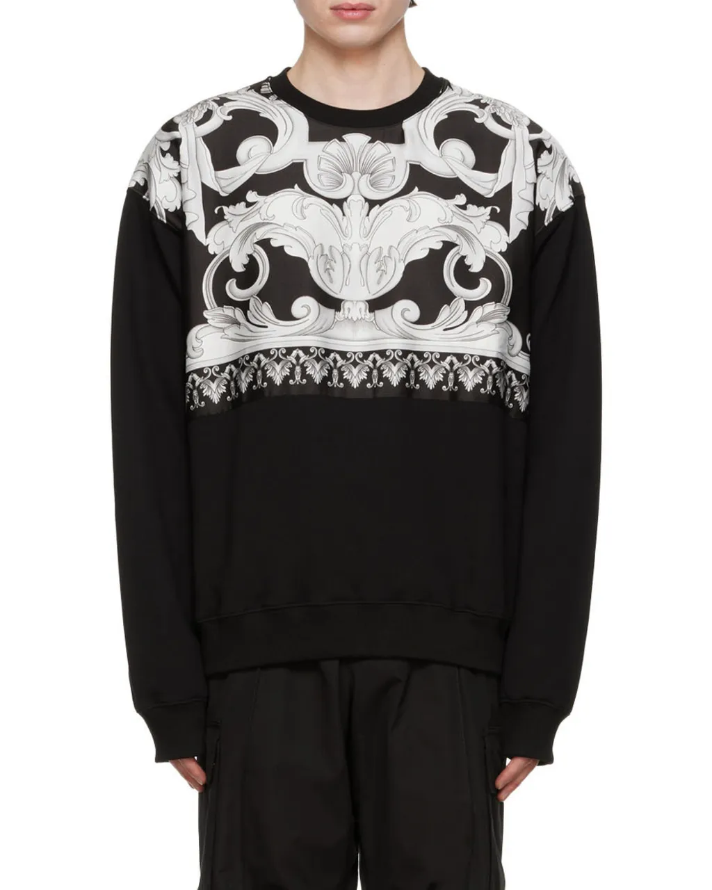 Baroque-Print Detail Sweatshirt