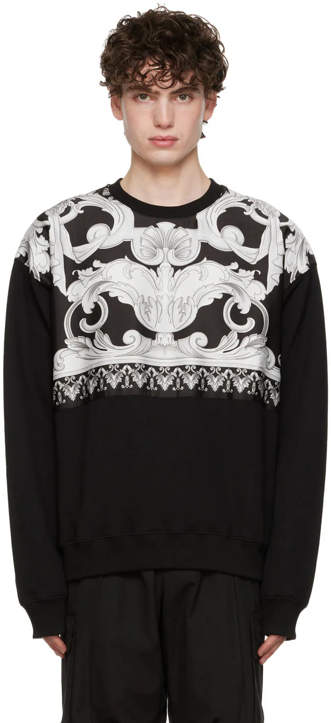 Baroque-Print Detail Sweatshirt