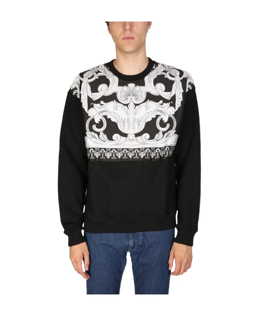 Baroque-Print Detail Sweatshirt