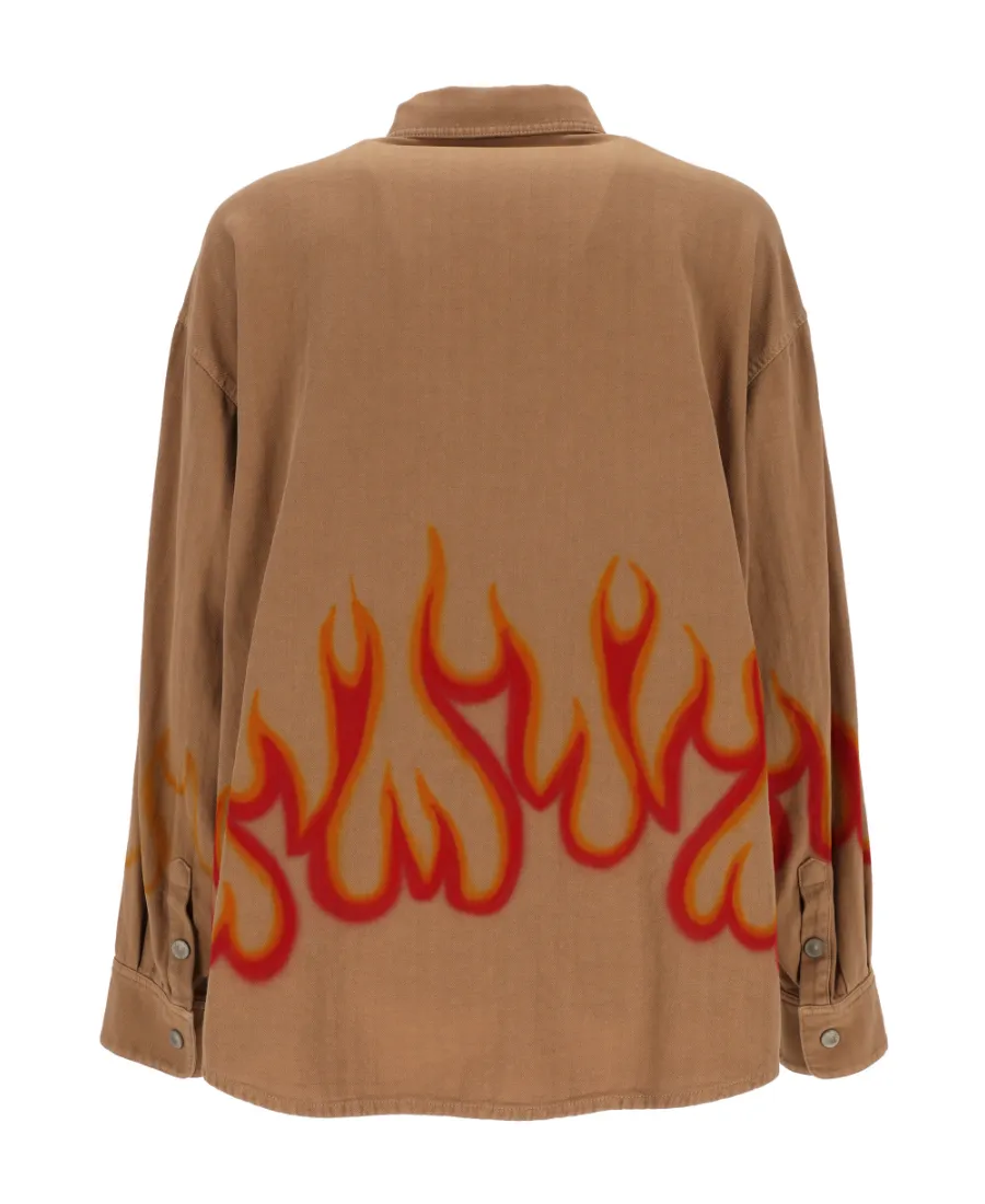 Flame-Print Long-Sleeve Shirt