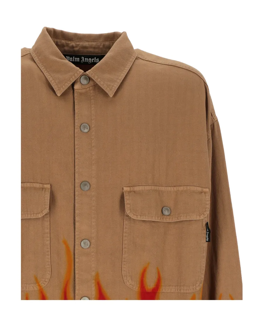 Flame-Print Long-Sleeve Shirt