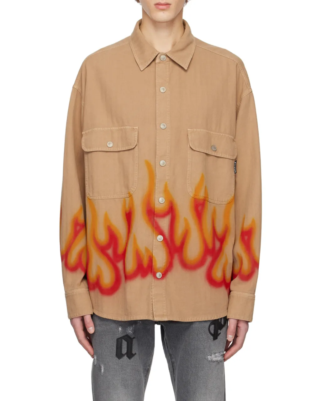 Flame-Print Long-Sleeve Shirt