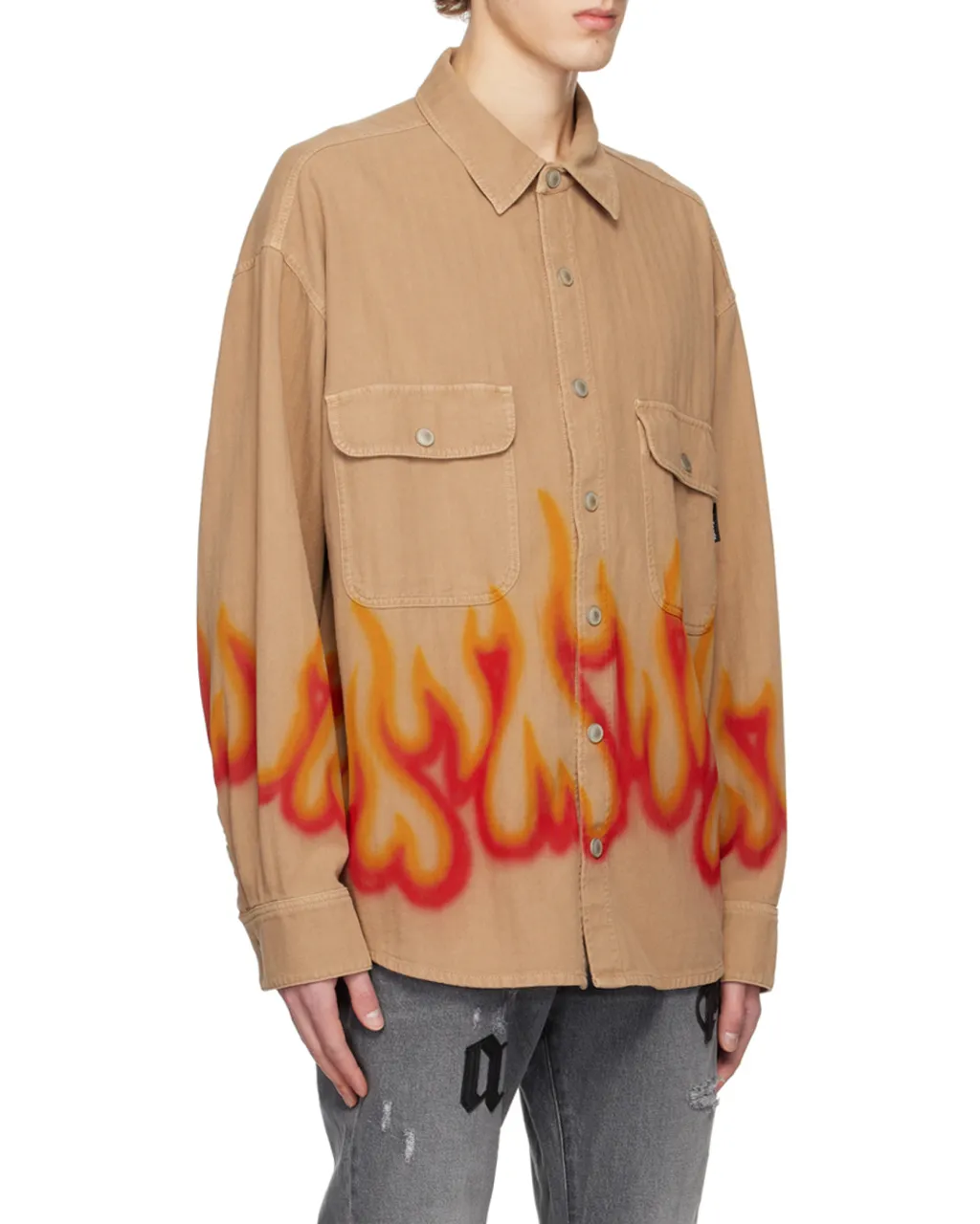 Flame-Print Long-Sleeve Shirt