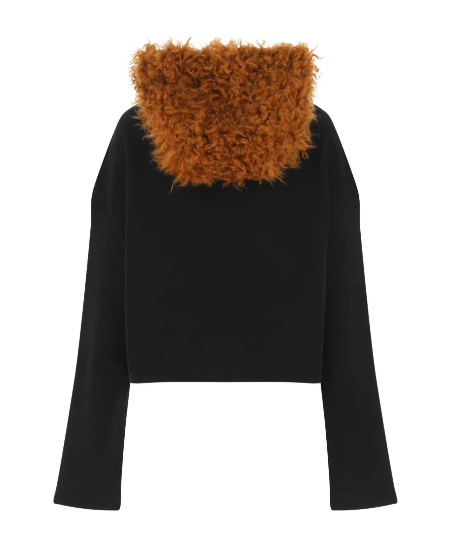 Furry-Hood Logo-Print Sweatshirt