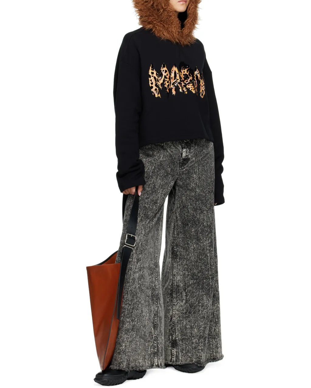 Furry-Hood Logo-Print Sweatshirt