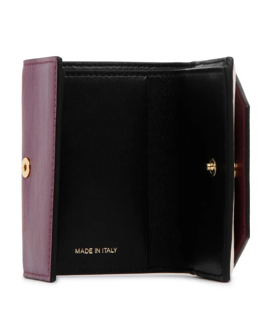 Purple And White Leather Tri-Fold Wallet