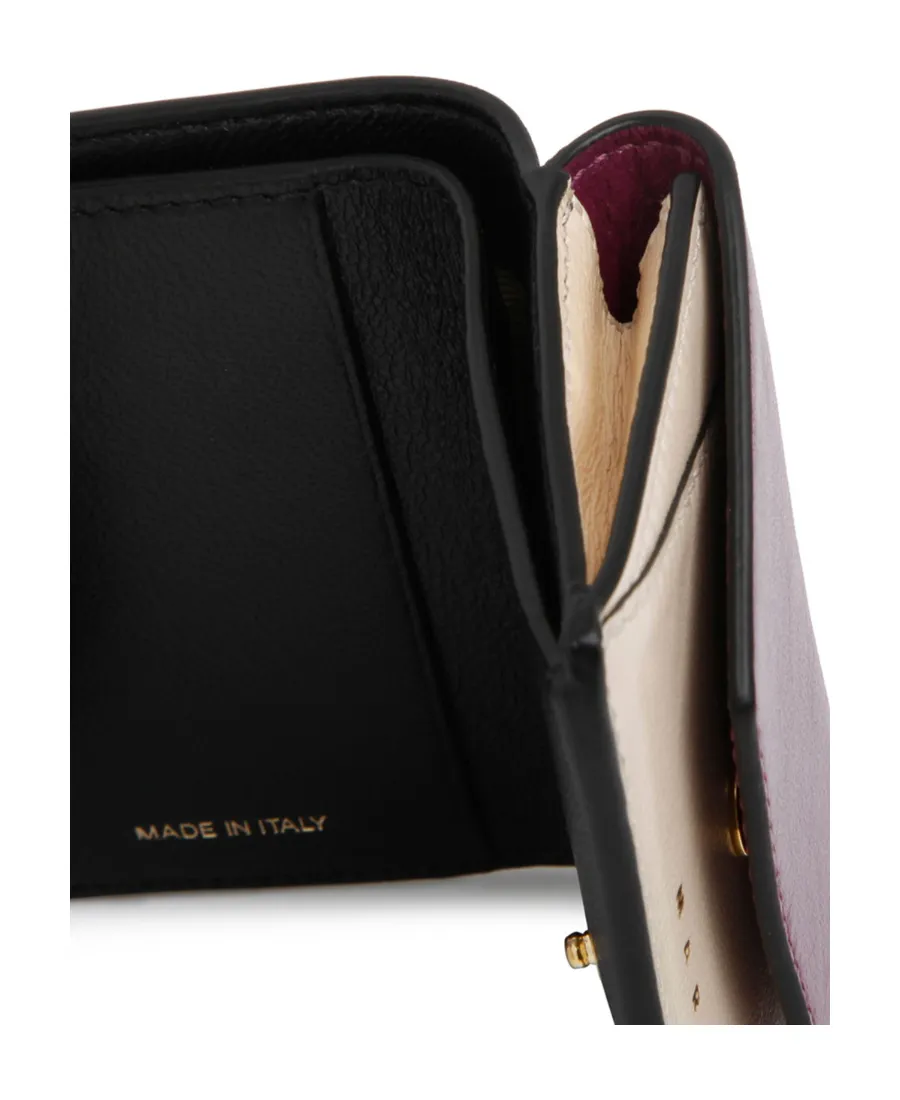 Purple And White Leather Tri-Fold Wallet