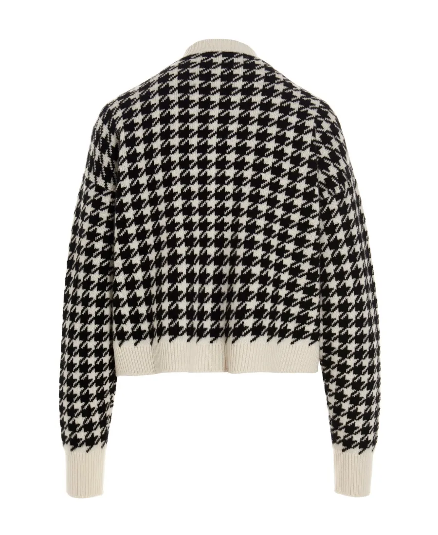 Houndstooth-Knit Cashmere Cardigan