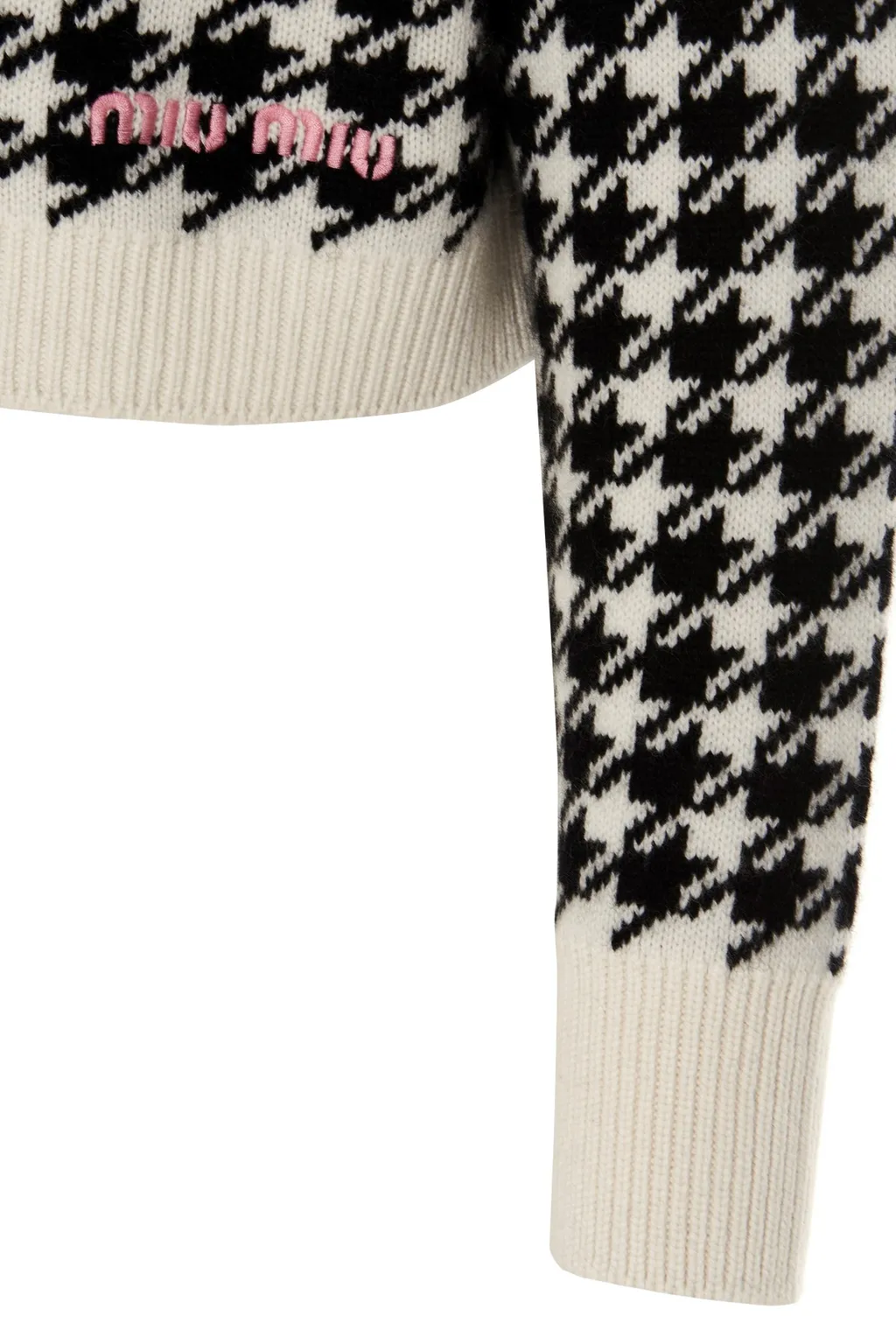 Houndstooth-Knit Cashmere Cardigan