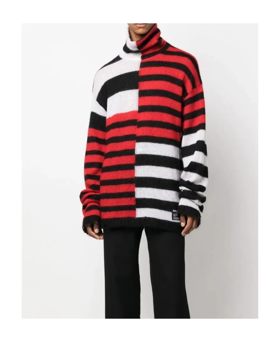 Patchwork Striped Turtleneck