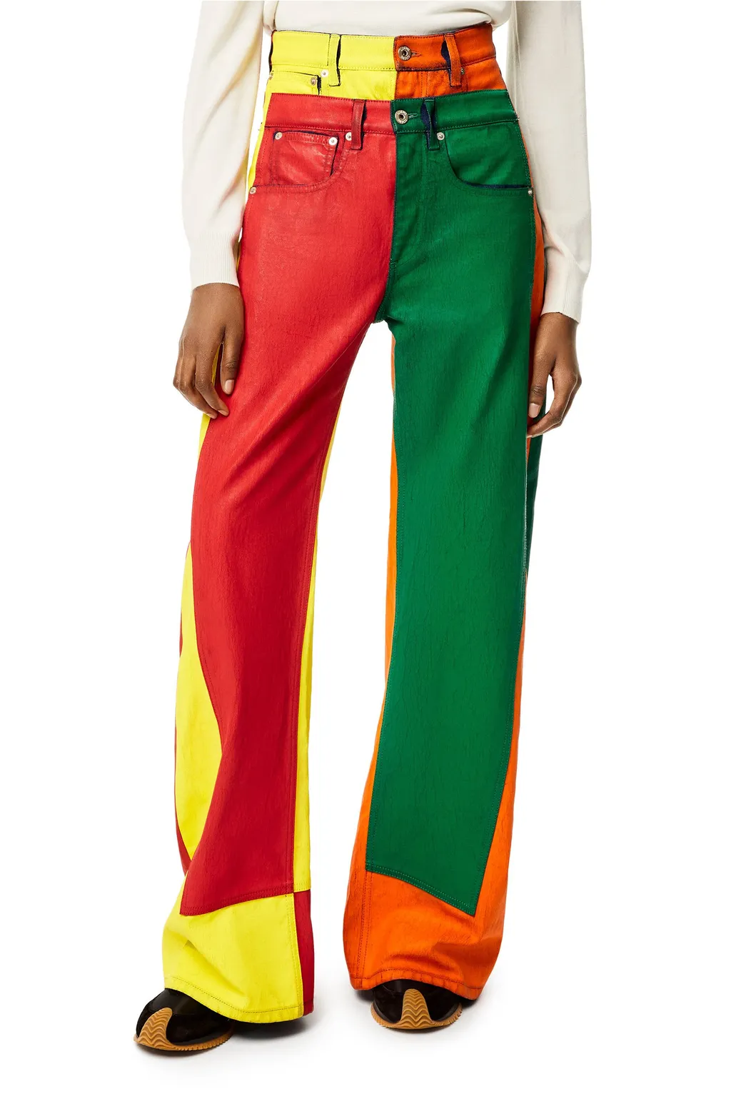 Multicolour Patchwork Jeans In Denim