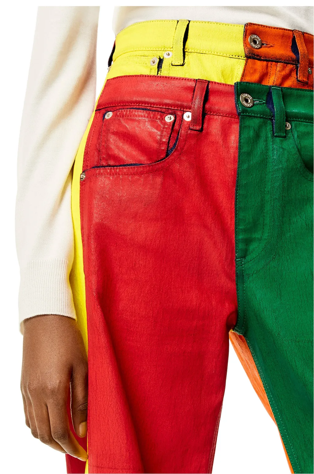 Multicolour Patchwork Jeans In Denim
