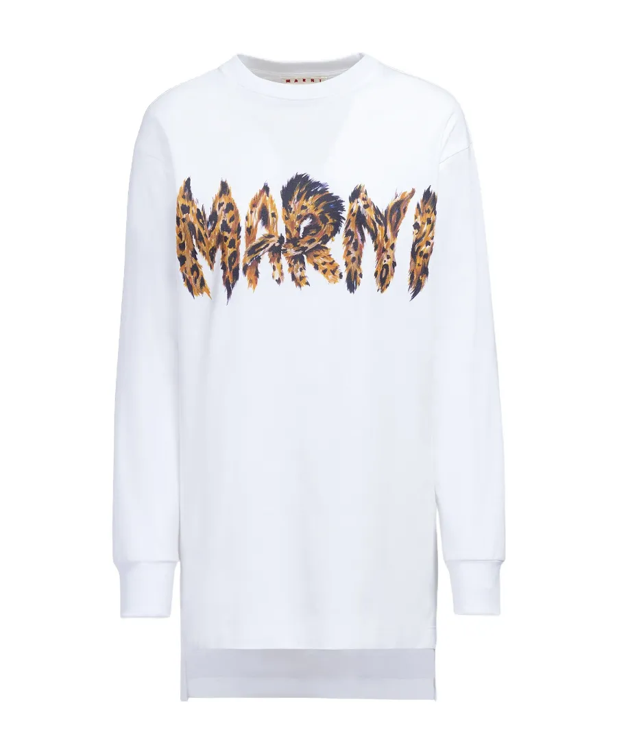 Feline Print Logo Bio Jersey Long T-Shirt