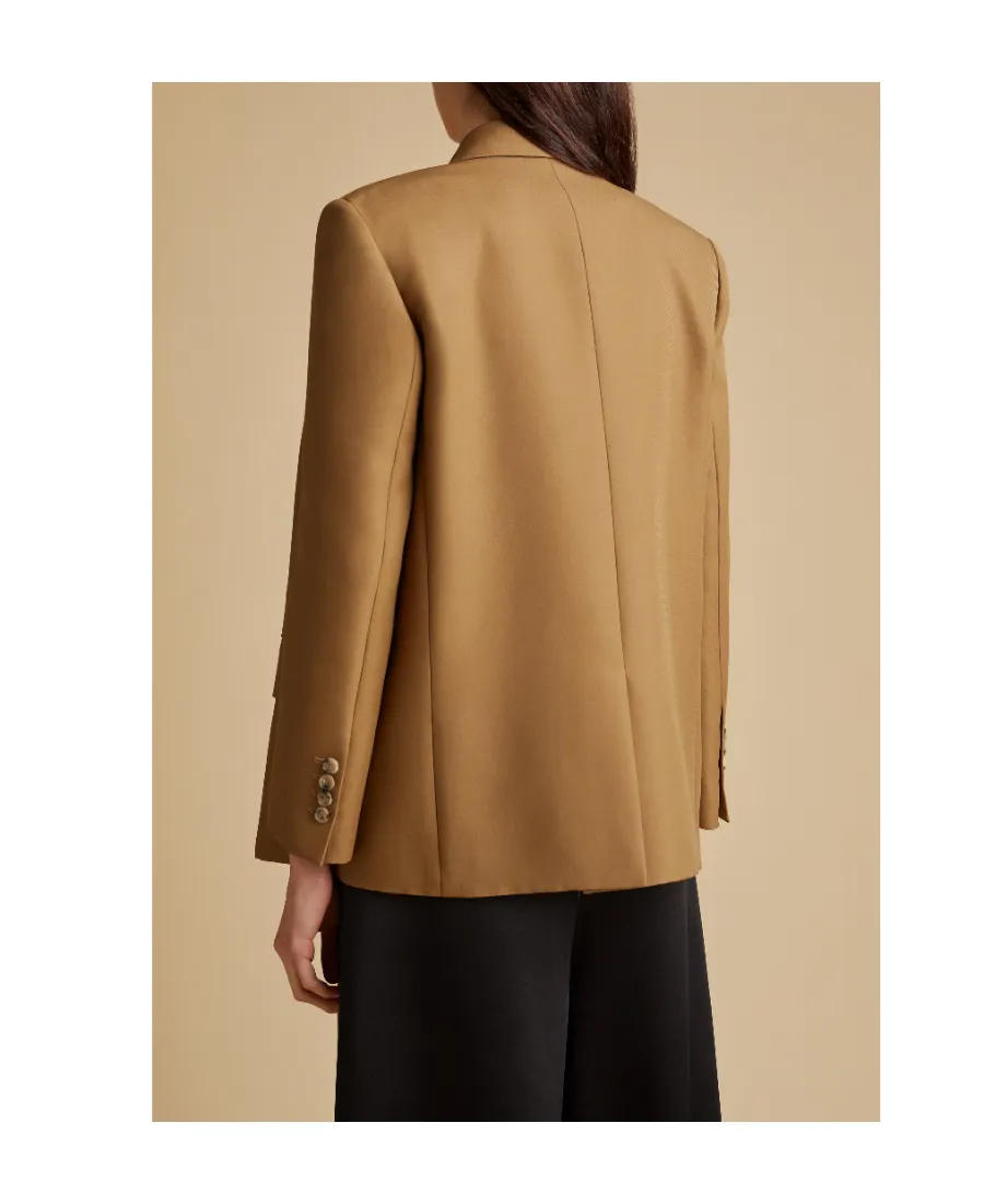 Peak-Lapel Double-Breasted Blazer