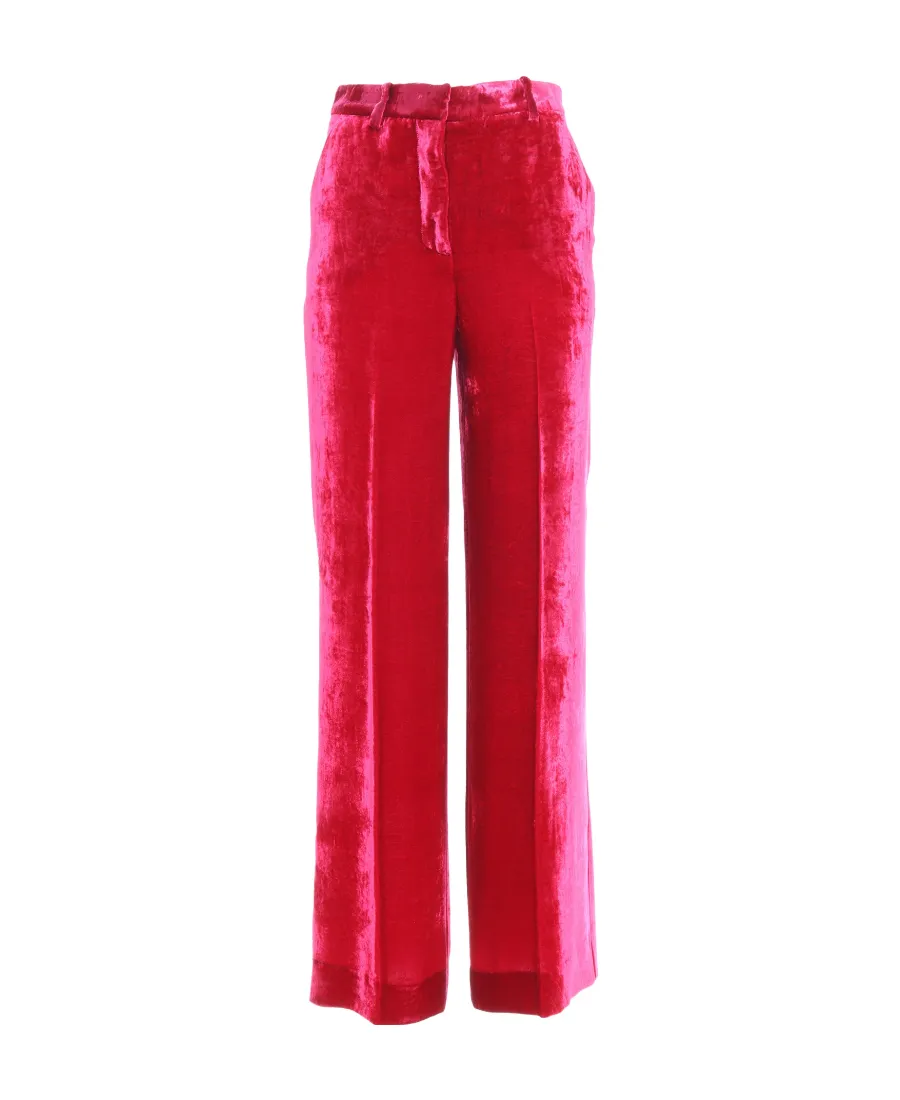 P.A.R.O.S.H. Pleat Detailed Wide-Leg Velvet Trousers