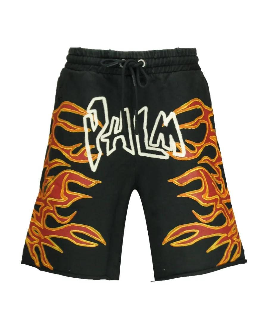 Graffiti Flames Logo-Print Shorts