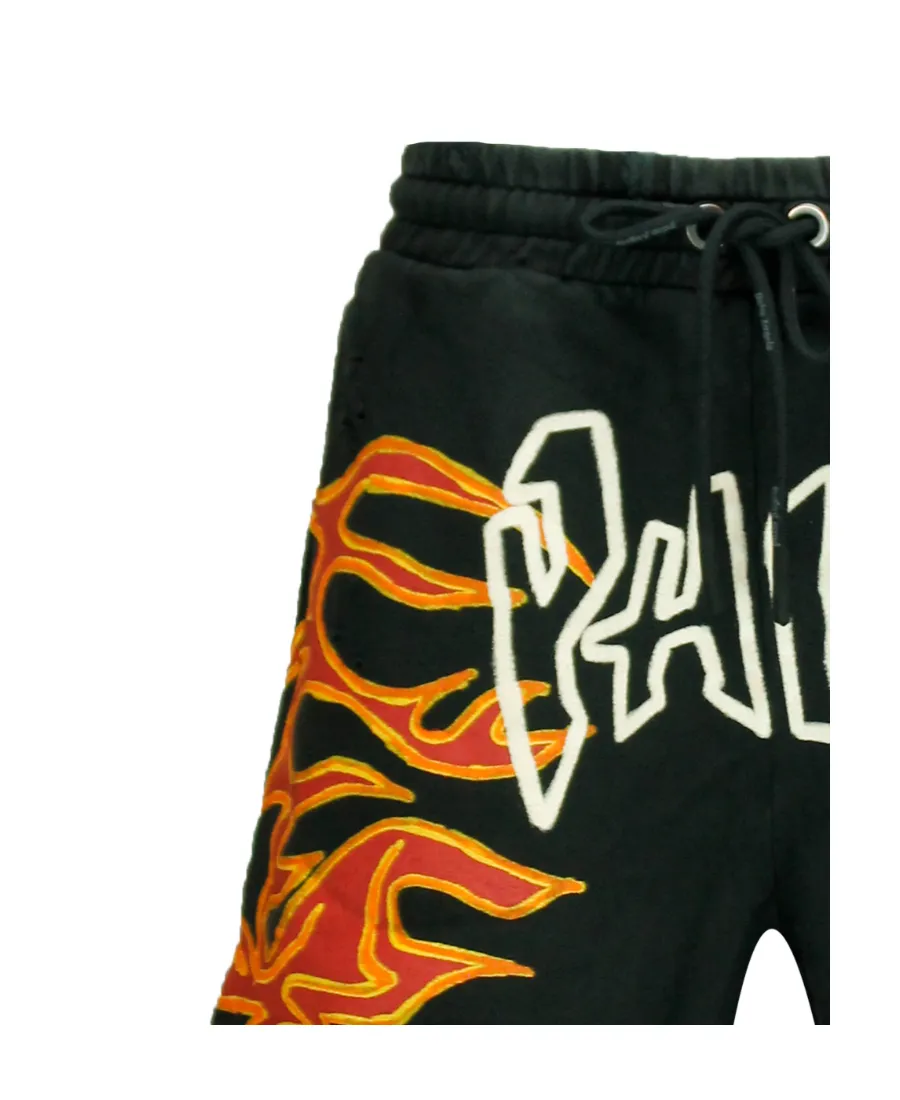 Graffiti Flames Logo-Print Shorts